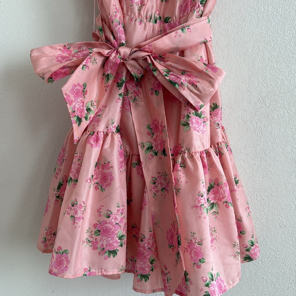LoveShackFancy Pink Ruched Ruffled Mini Dress - Picture 5 of 7